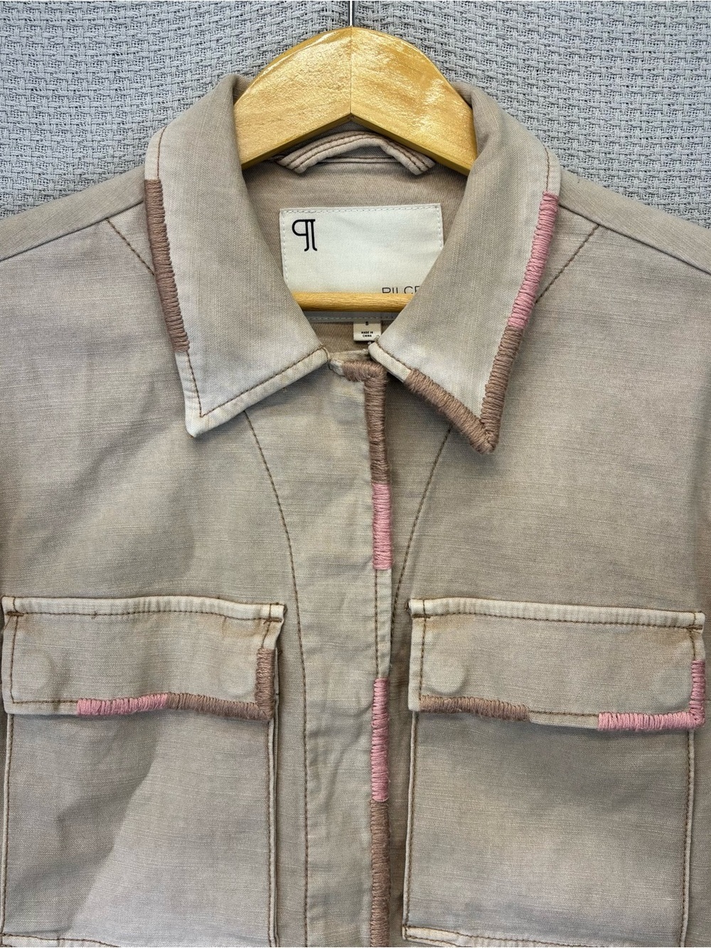 Anthropologie Pilcro Cropped Utility Jacket Beige Tan 100% Cotton Women’s Size S - Picture 2 of 10